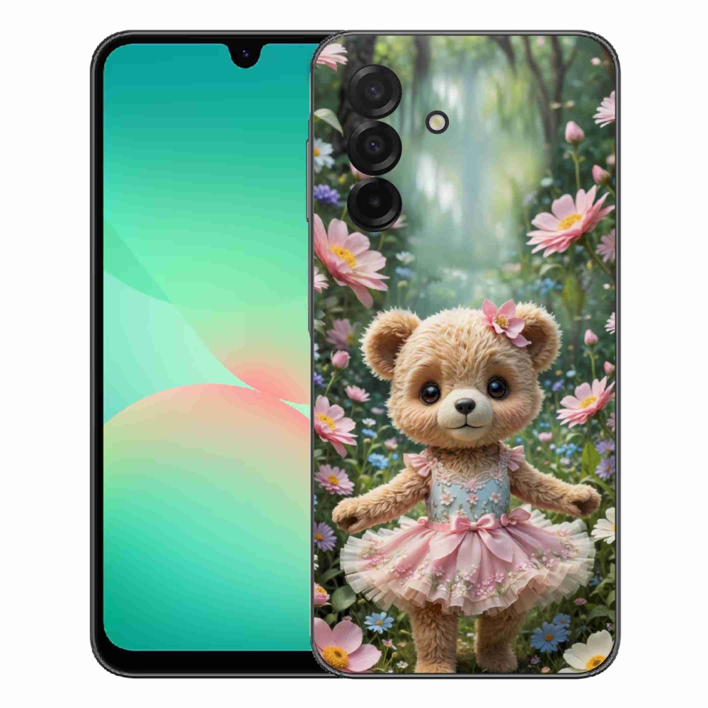 mmCase gél tok a Samsung Galaxy A27 5G-hez – aranyos mackó virágok között