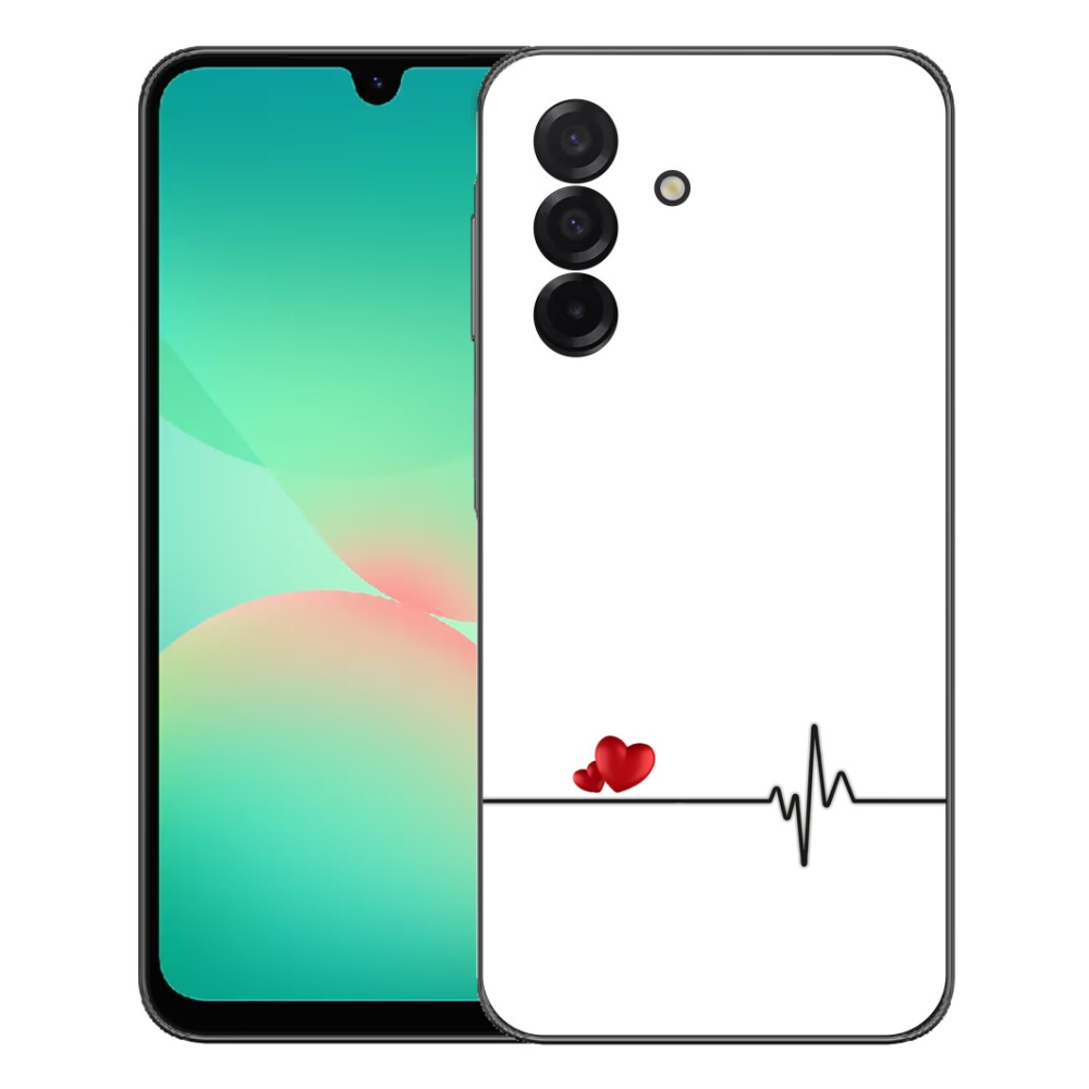 mmCase gélhuzat a Samsung Galaxy A27 5G-hez – szív és pulzus fehér háttérrel