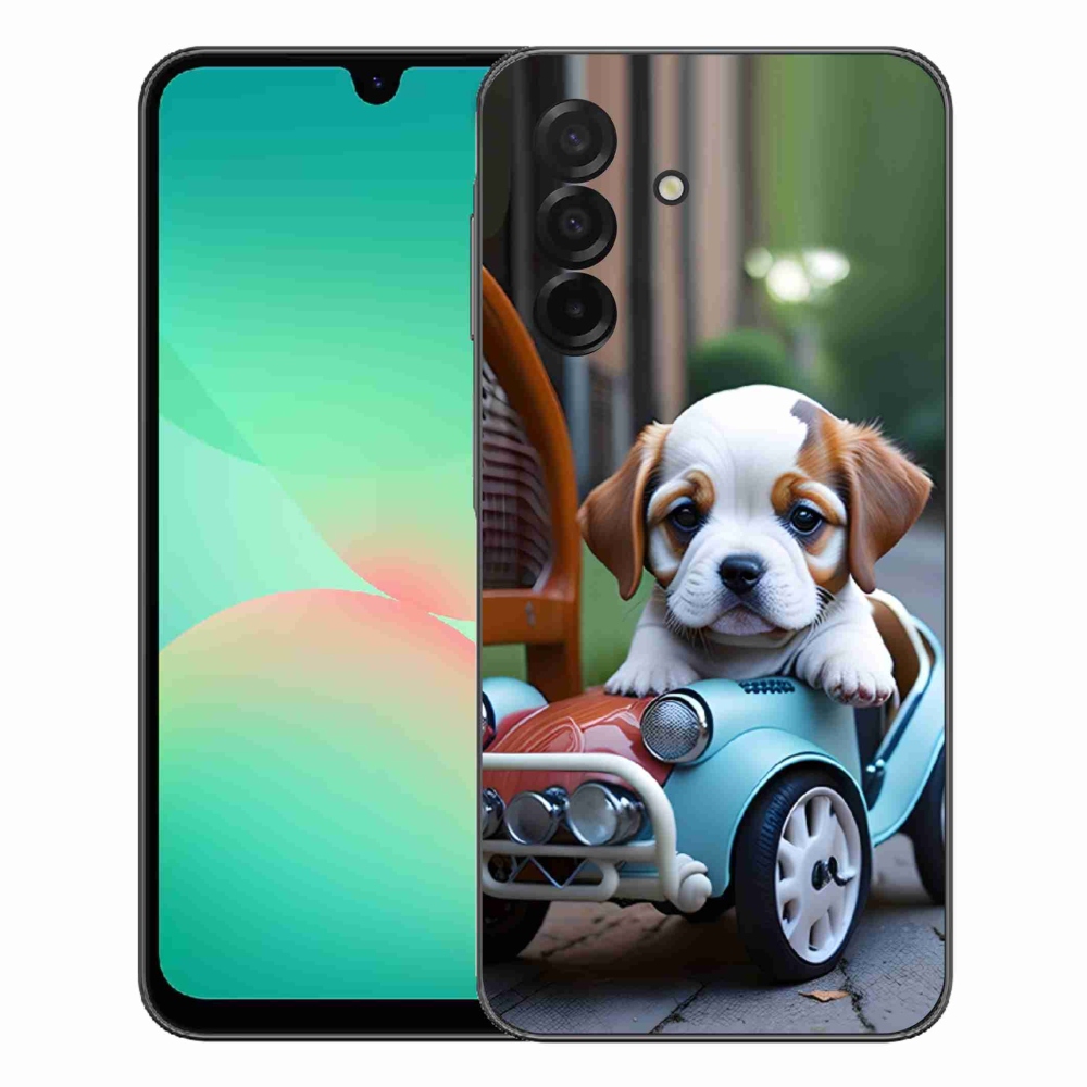 mmCase gél tok a Samsung Galaxy A27 5G-hez – kiskutya retro autóban