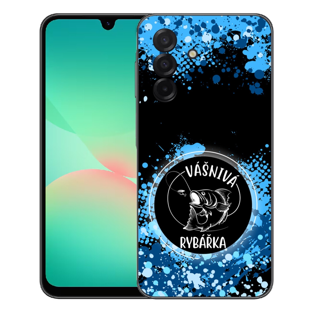 mmCase gél tok a Samsung Galaxy A27 5G-hez – szenvedélyes horgász, fekete háttérrel