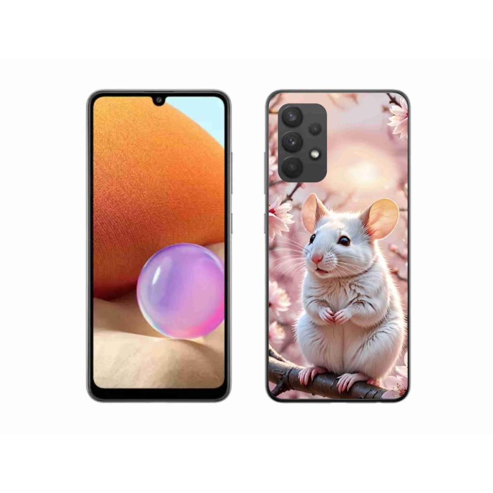 Zselés borítás mmCase Samsung Galaxy A32 4G - fehér egér az ágon