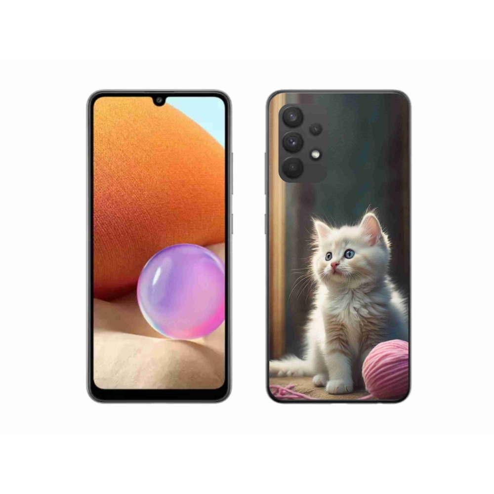 Gél védőhuzat mmCase Samsung Galaxy A32 4G - fehér cica 2