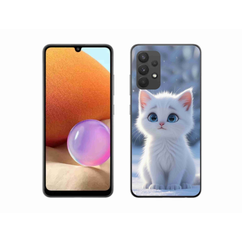 Gél borítás mmCase Samsung Galaxy A32 4G - fehér cica 3