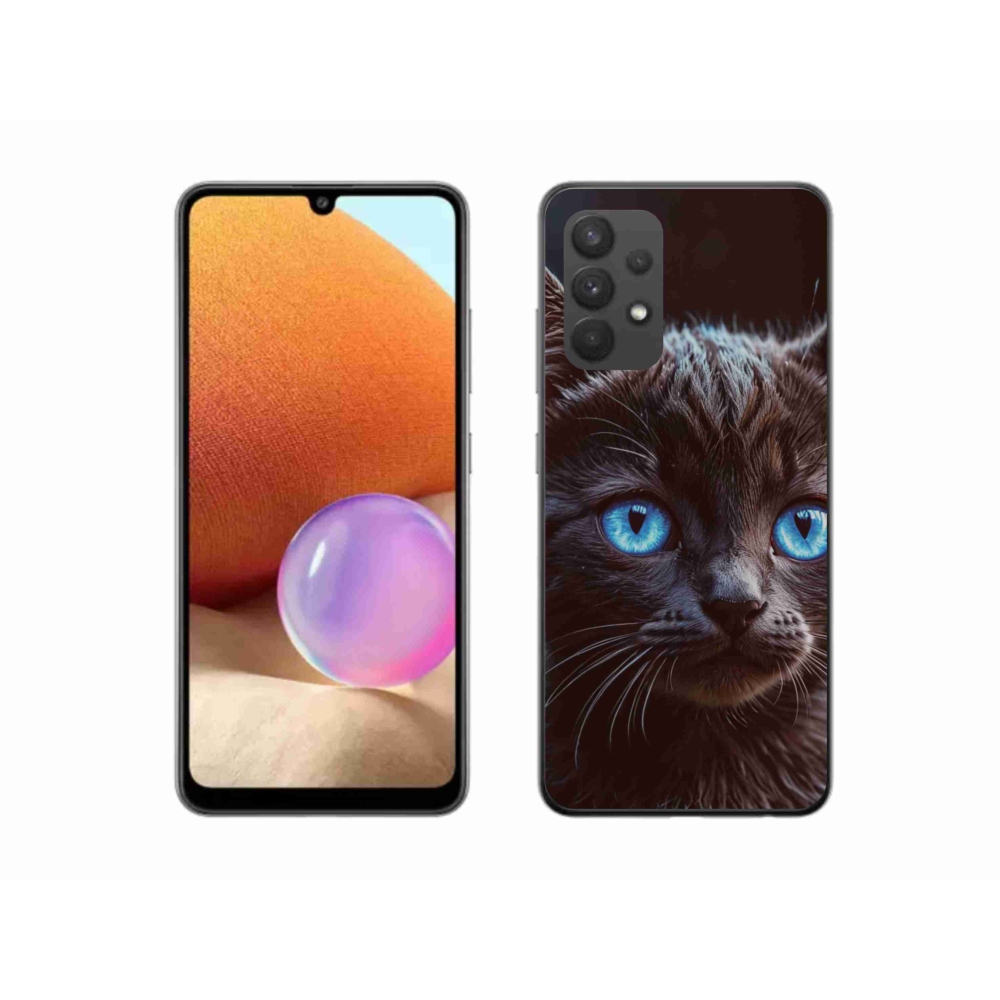 Gél védőhuzat mmCase Samsung Galaxy A32 4G - fekete cica 2