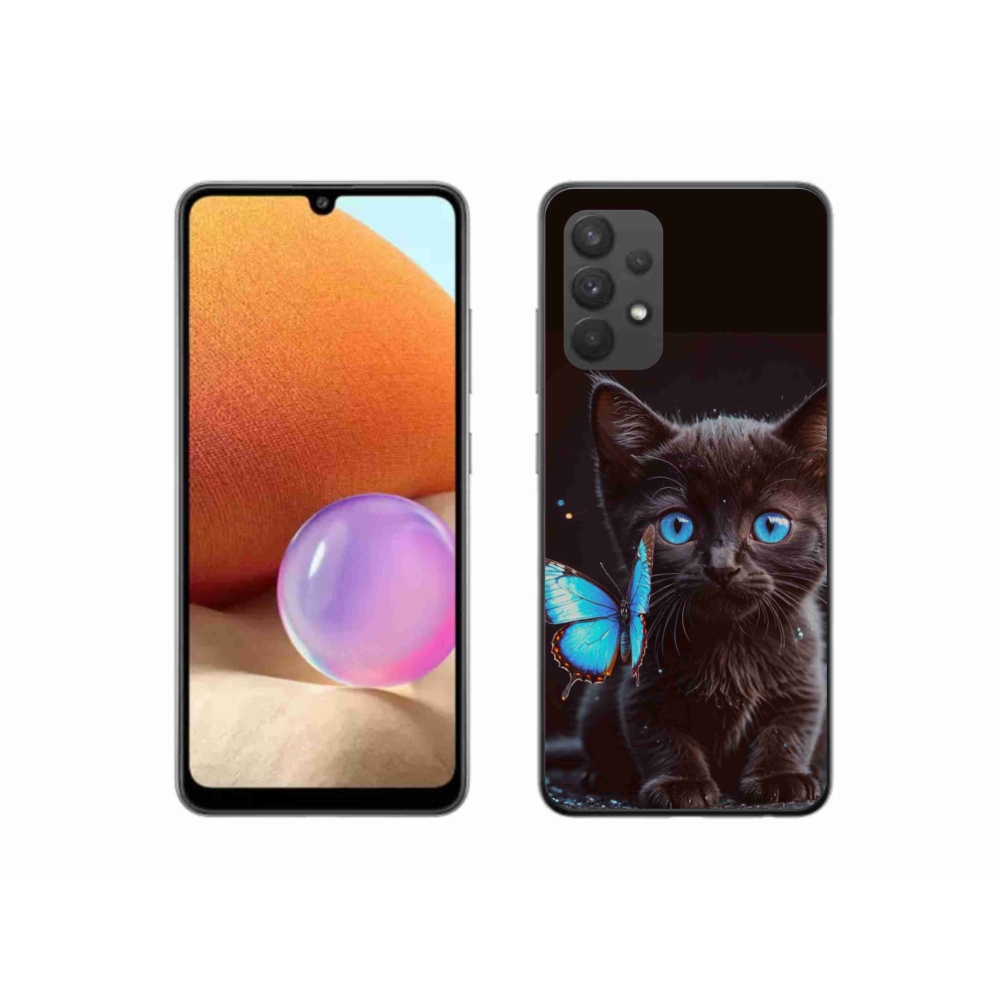 Gél borítás mmCase Samsung Galaxy A32 4G - fekete cica 3