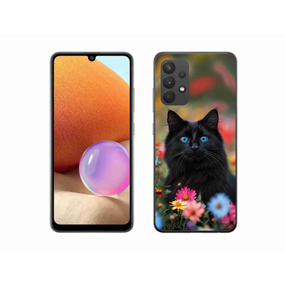 Gél borítás mmCase Samsung Galaxy A32 4G - fekete cica 4