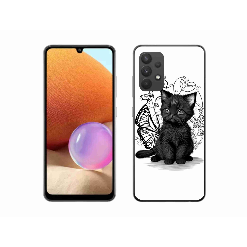 Zselés borítás mmCase Samsung Galaxy A32 4G - fekete cica