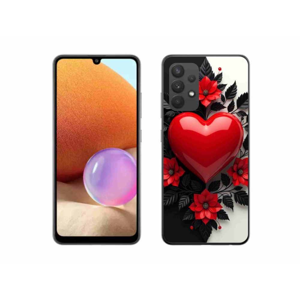 Gél védőhuzat mmCase Samsung Galaxy A32 4G - piros szív
