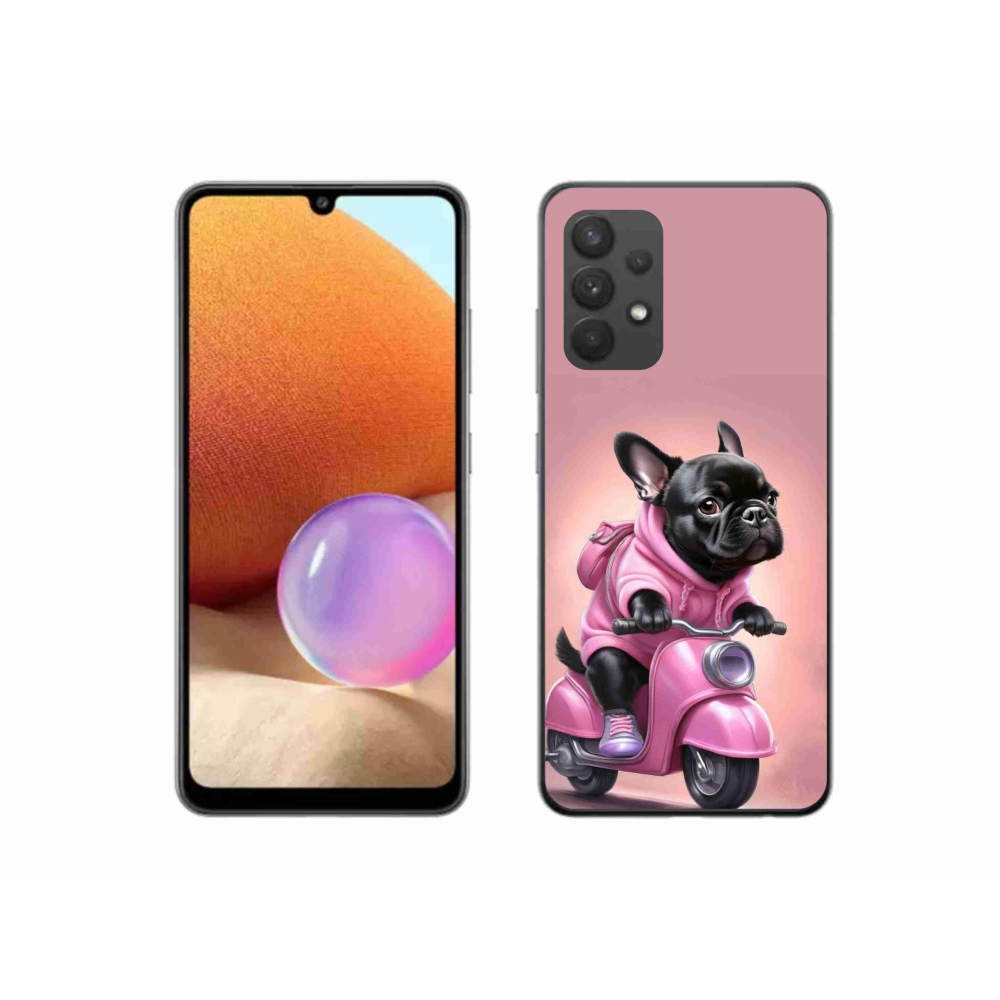 Gél borítás mmCase Samsung Galaxy A32 4G - Francia bulldog egy robogón