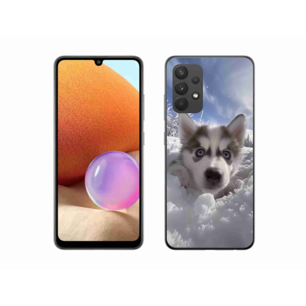 Gél borítás mmCase Samsung Galaxy A32 4G - husky a hóban