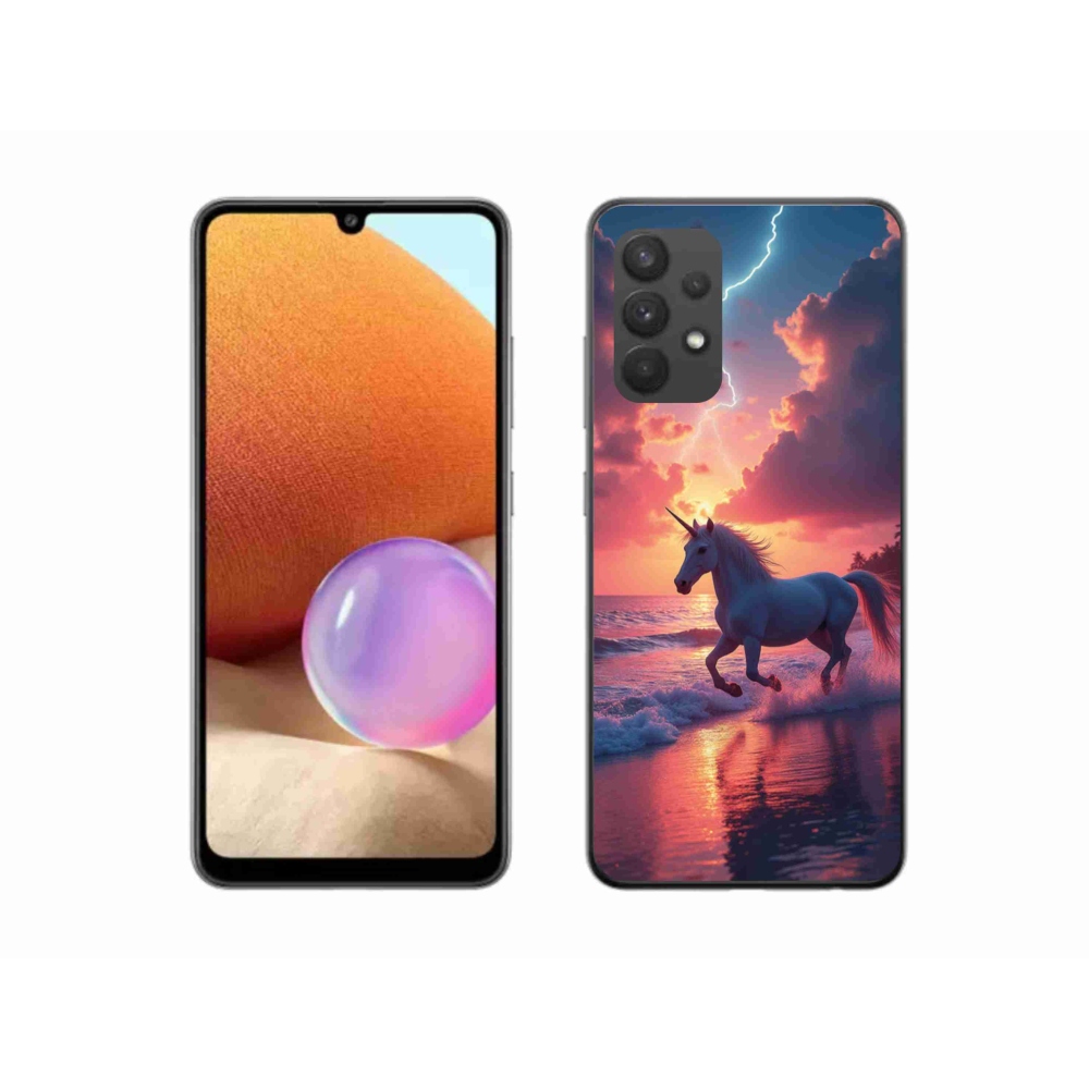 Zselés borítás mmCase Samsung Galaxy A32 4G - egyszarvú a tengerparton