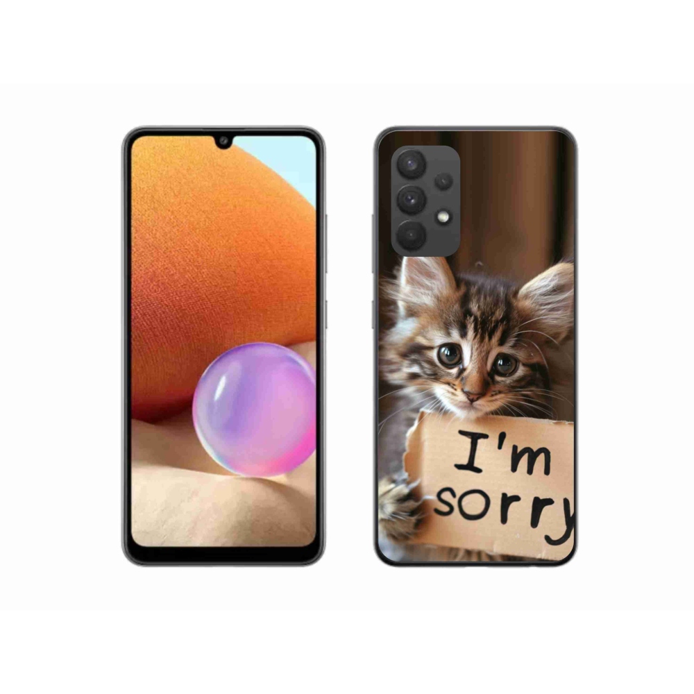 Gél borítás mmCase Samsung Galaxy A32 4G - macska bocsánatkérés