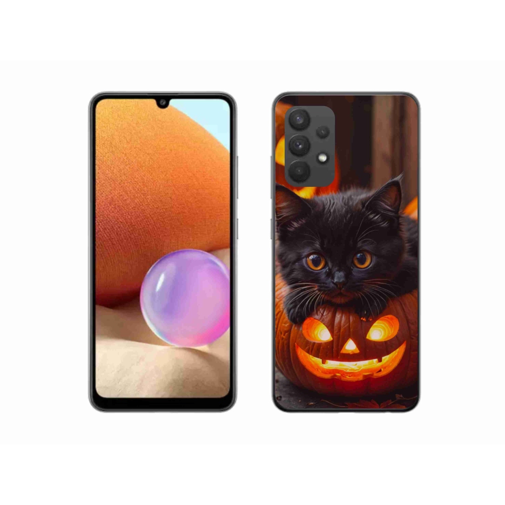 Gél borítás mmCase Samsung Galaxy A32 4G - cica és tök - Samsung Galaxy A32 4G számára