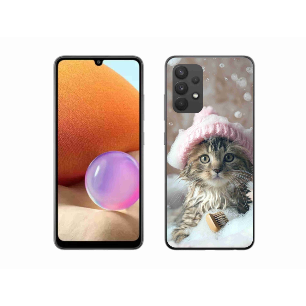 Gél borítás mmCase Samsung Galaxy A32 4G - cica és fürdő