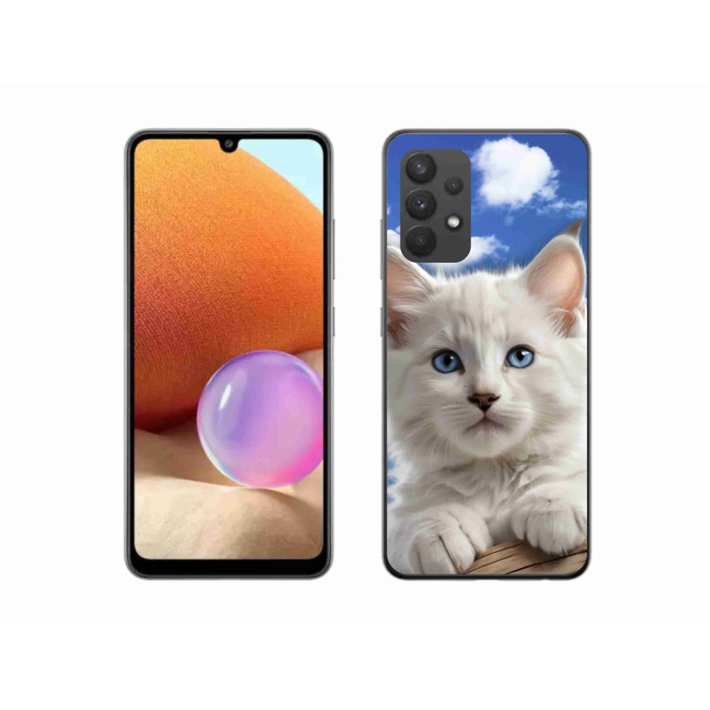 Gél borítás mmCase Samsung Galaxy A32 4G - cica és felhők