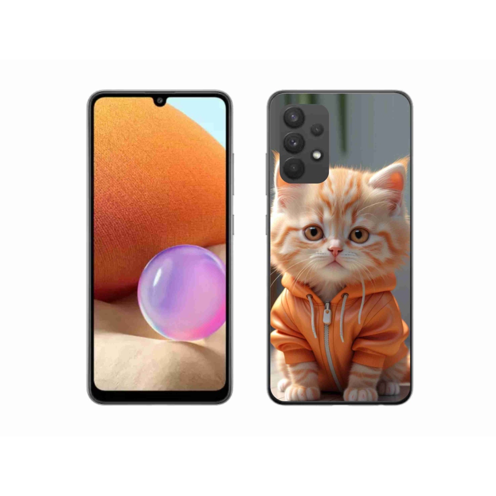 Zselés borítás mmCase Samsung Galaxy A32 4G - cica melegítőben