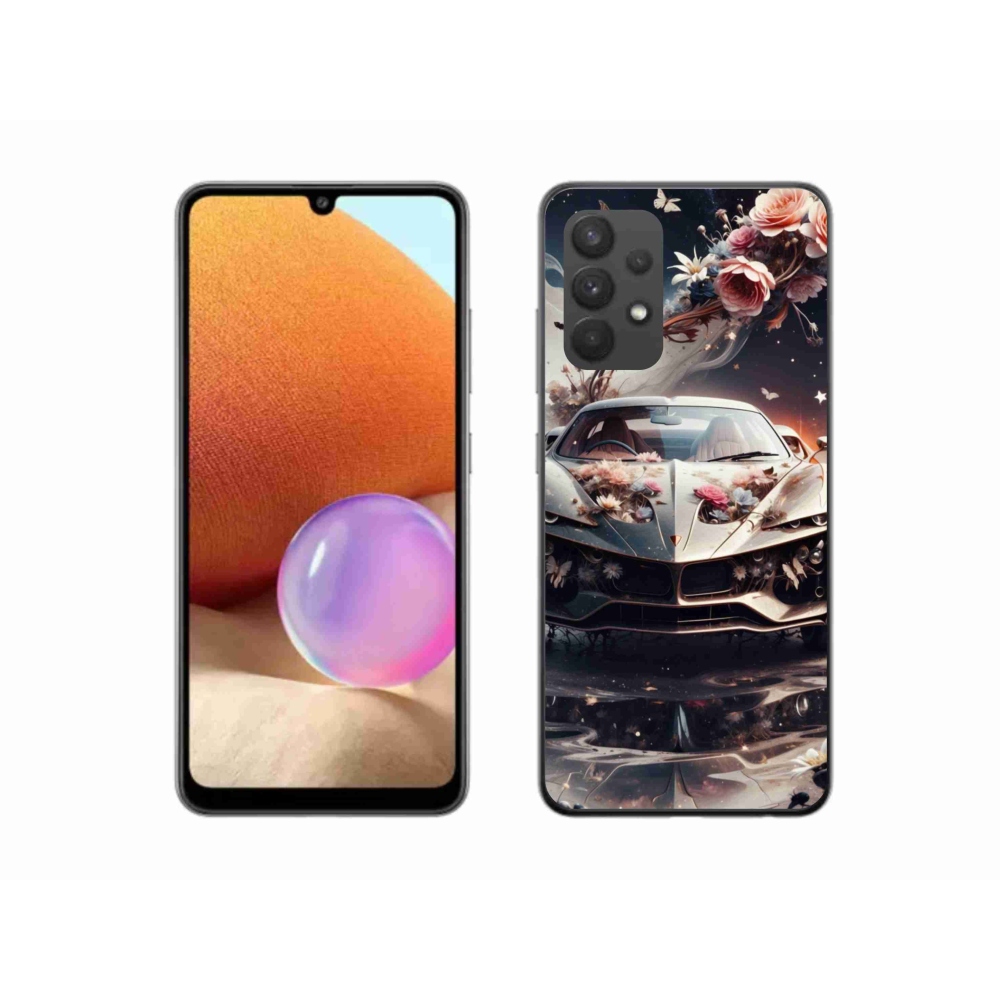 Gél borítás mmCase Samsung Galaxy A32 4G - virágos sportkocsira