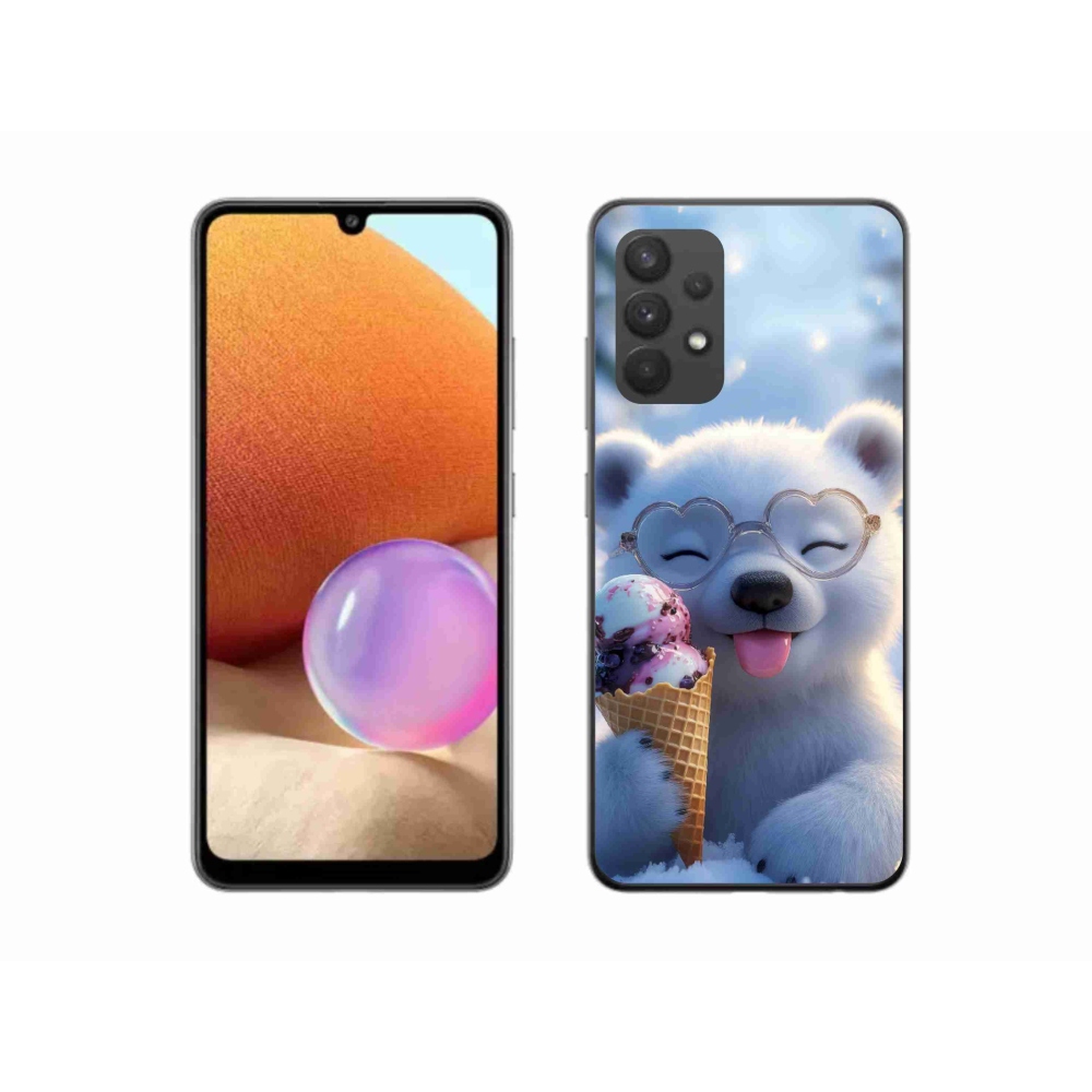 Gél borítás mmCase Samsung Galaxy A32 4G - mackó fagylalttal - Samsung Galaxy A32 4G-hez