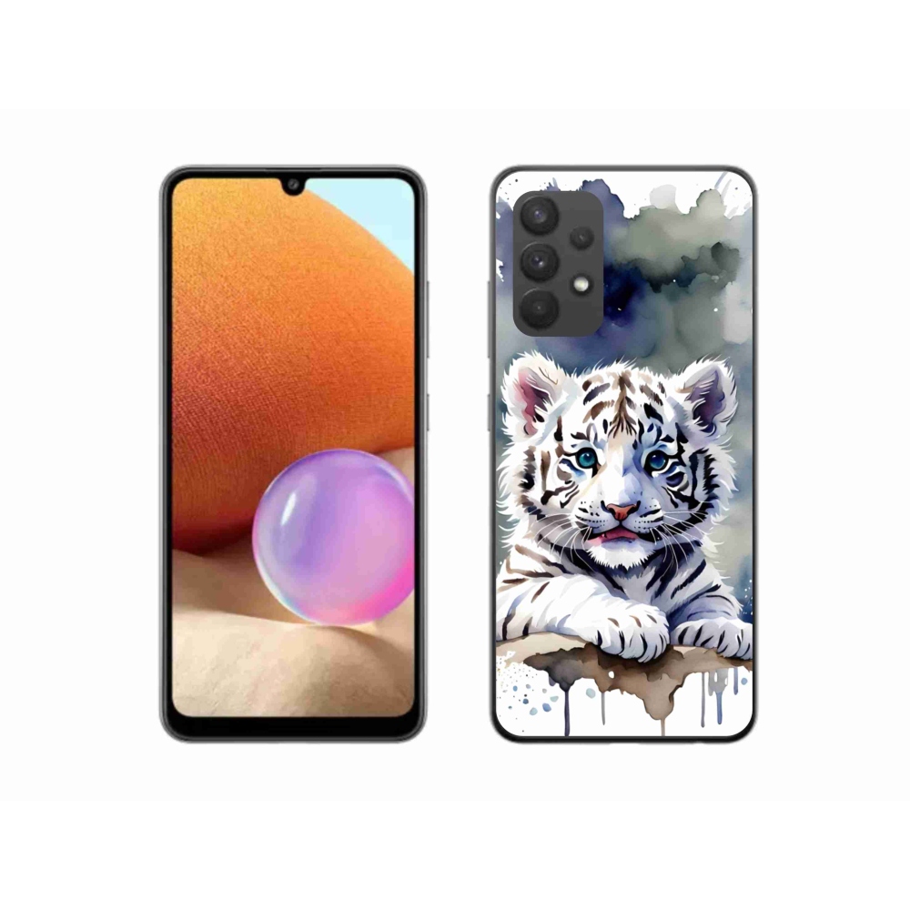 Gél borítás mmCase Samsung Galaxy A32 4G - fehér tigriskölyökhöz