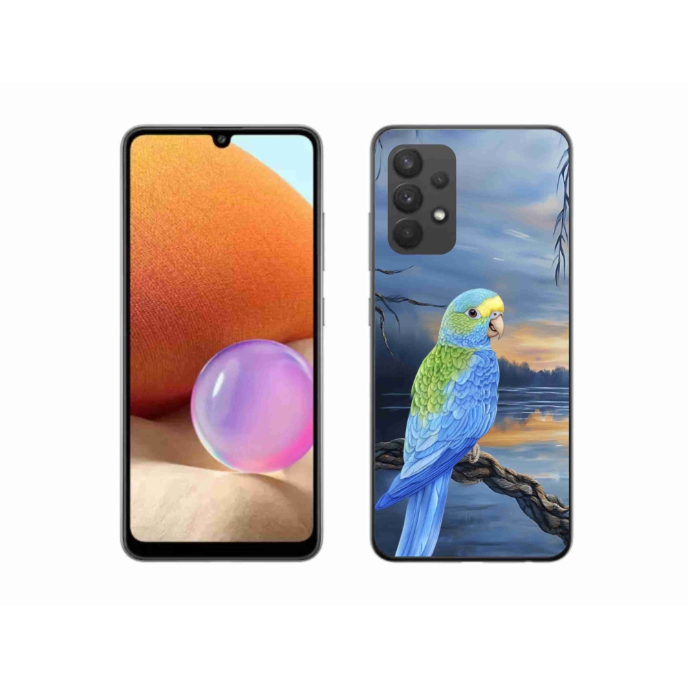 Gél védőhuzat mmCase Samsung Galaxy A32 4G - kék papagájhoz