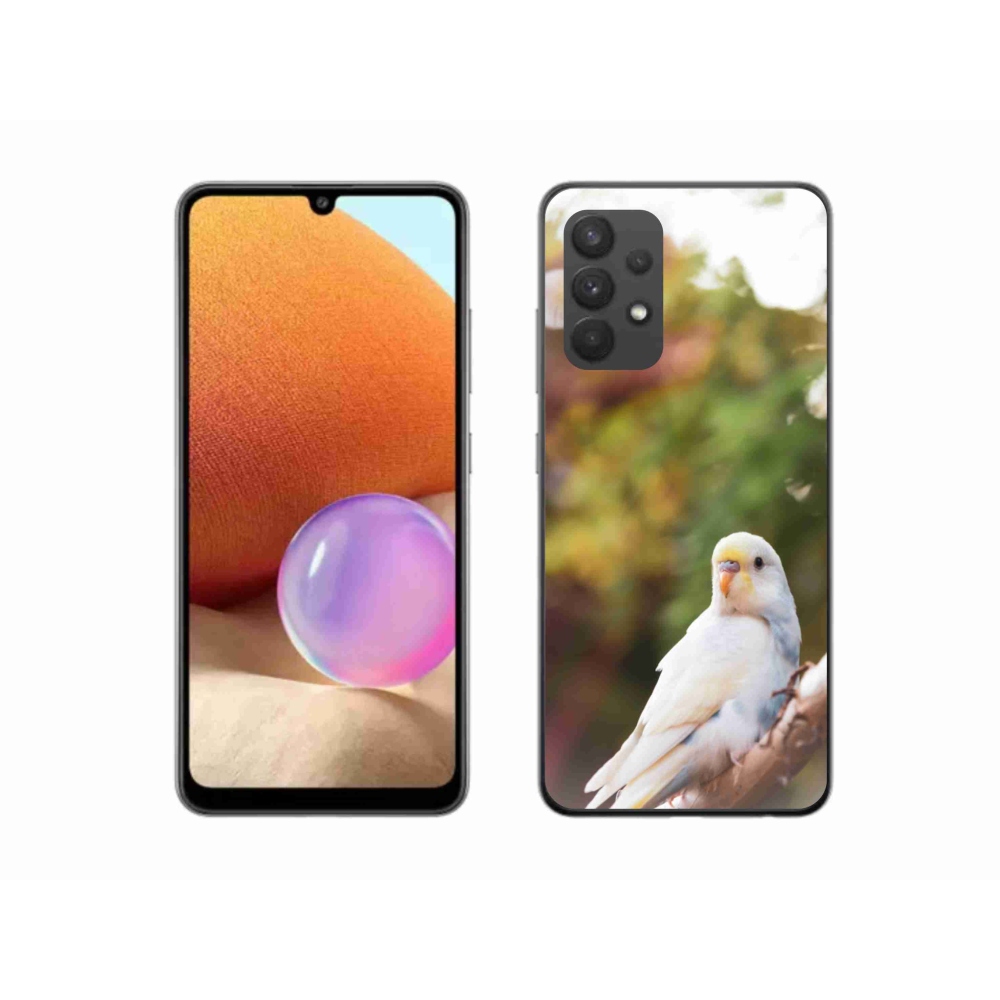 Zselés borítás mmCase Samsung Galaxy A32 4G - papagáj andulka fehér