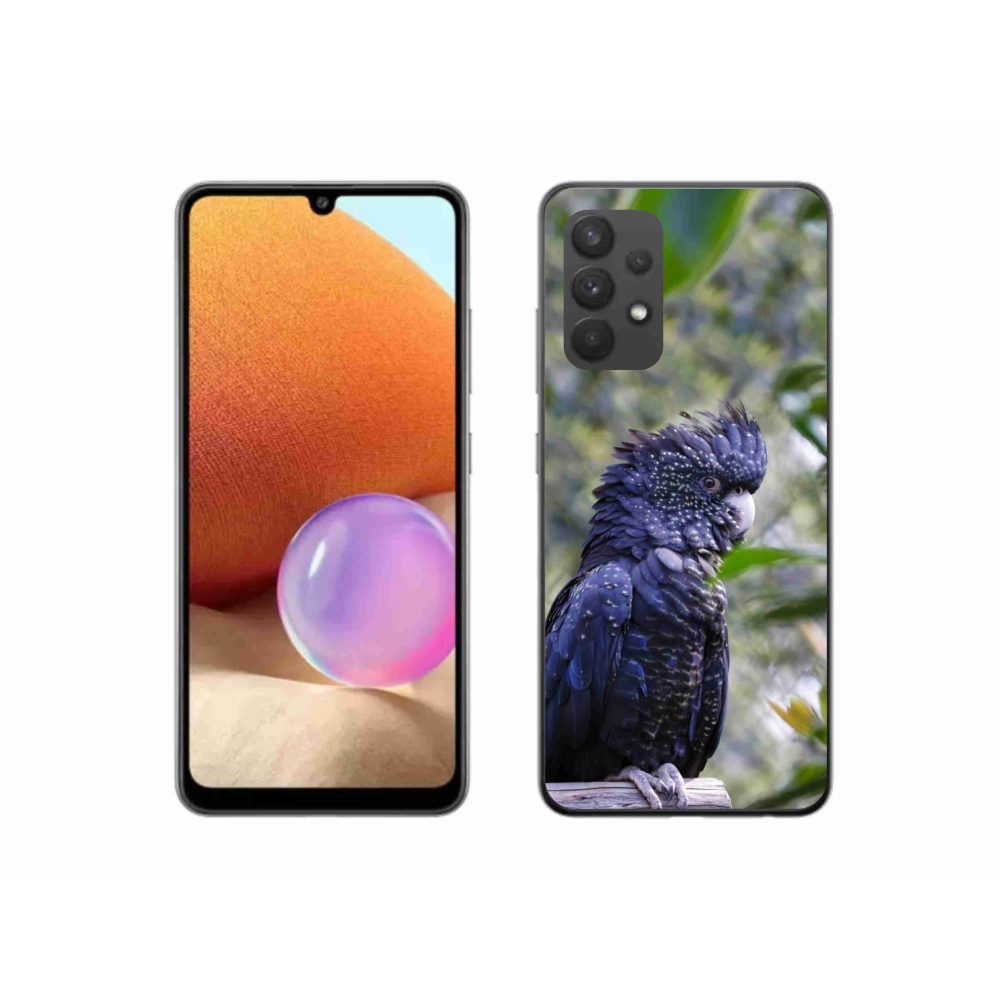 Zselés borítás mmCase Samsung Galaxy A32 4G - papagáj kakadu fekete