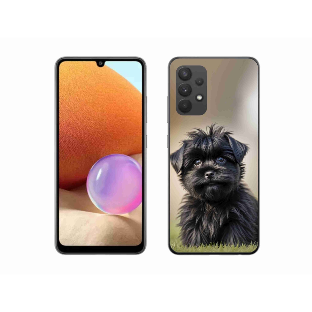 Gél borítás mmCase Samsung Galaxy A32 4G - aranyos fekete kutya