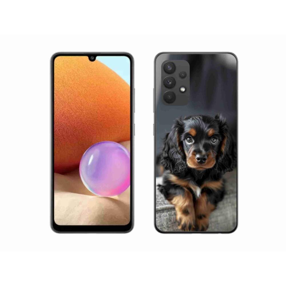 Gél borítás mmCase Samsung Galaxy A32 4G - aranyos hosszú szőrű tacskóhoz