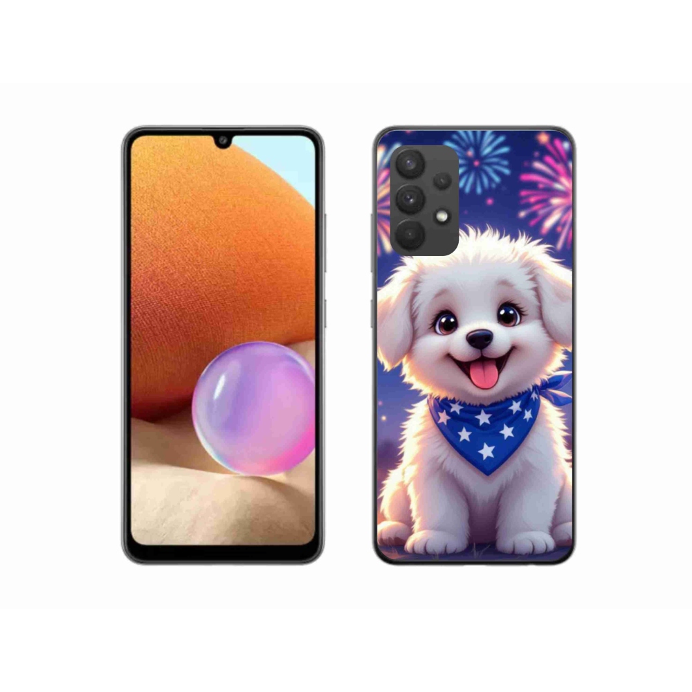 Gél borítás mmCase Samsung Galaxy A32 4G - ünnepi kölyökkutyakölyökhöz