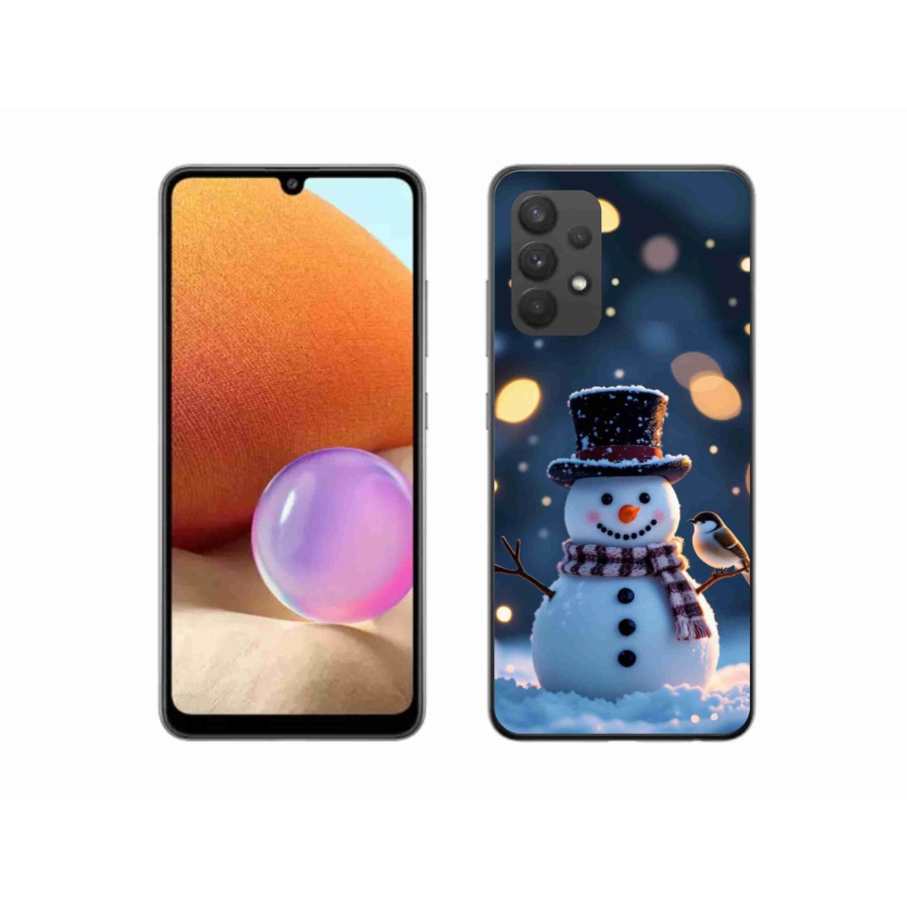 Gél borítás mmCase Samsung Galaxy A32 4G - karácsonyi hóemberhez