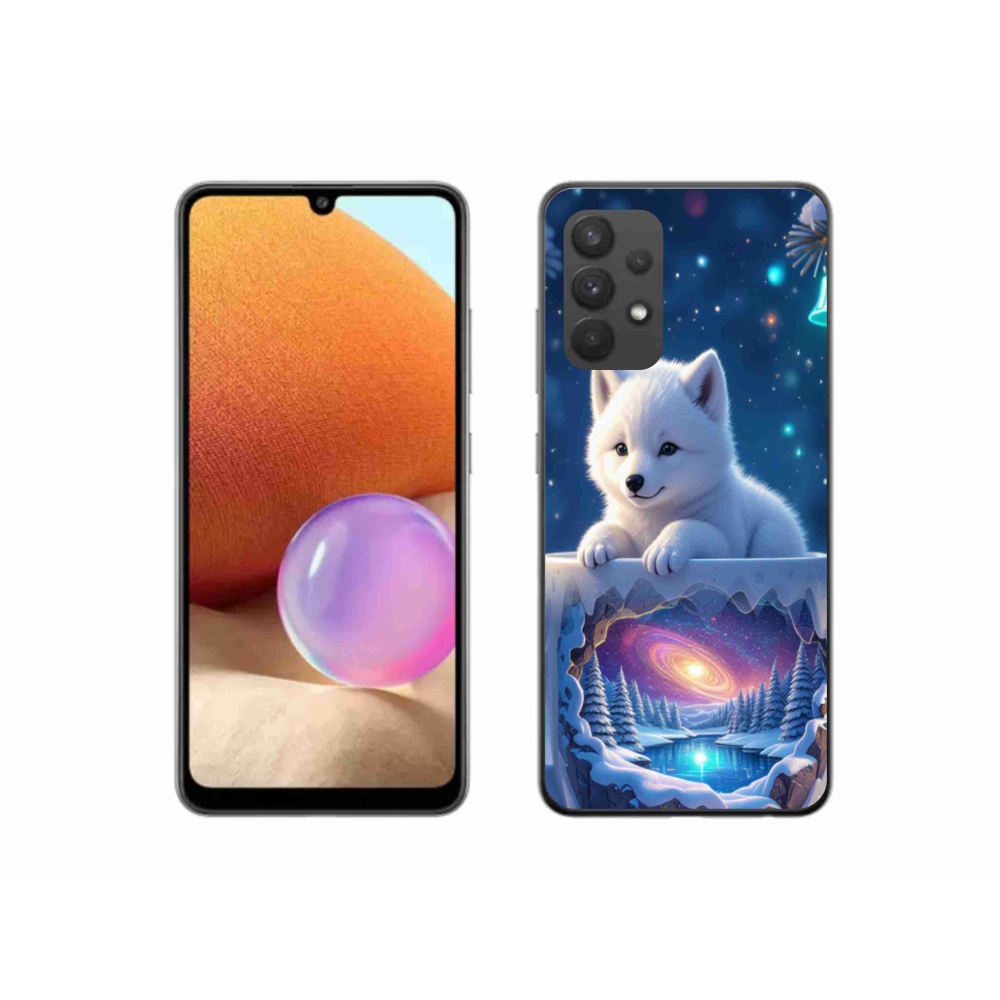 Gél borítás mmCase Samsung Galaxy A32 4G - Karácsonyi kölyökkutyakölyök