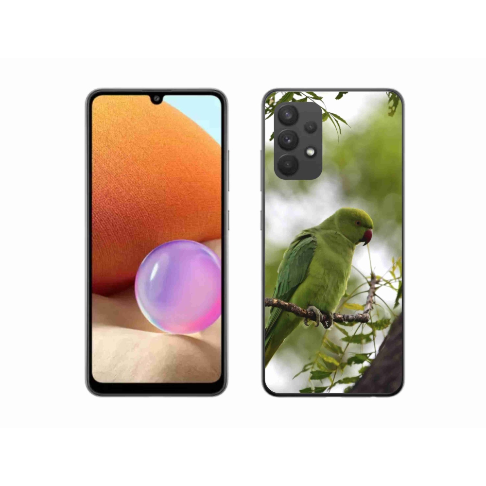 Zselés borítás mmCase Samsung Galaxy A32 4G - zöld papagájhoz