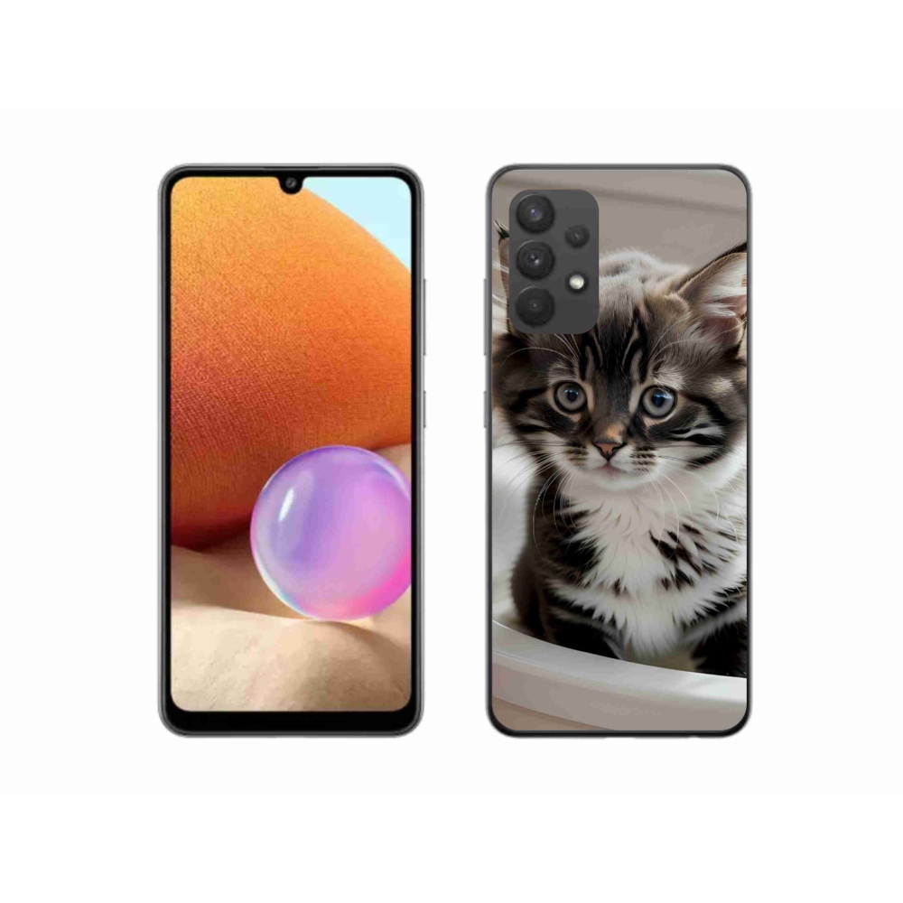 Gél borító mmCase Samsung Galaxy A32 4G - kíváncsi cica - Samsung Galaxy A32 4G számára