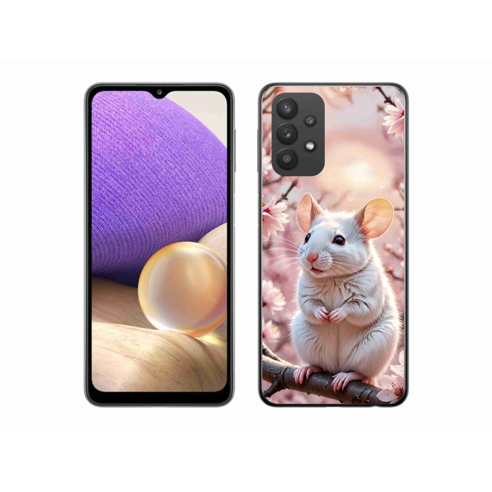 Zselés borító mmCase Samsung Galaxy A32 5G - fehér egér az ágon