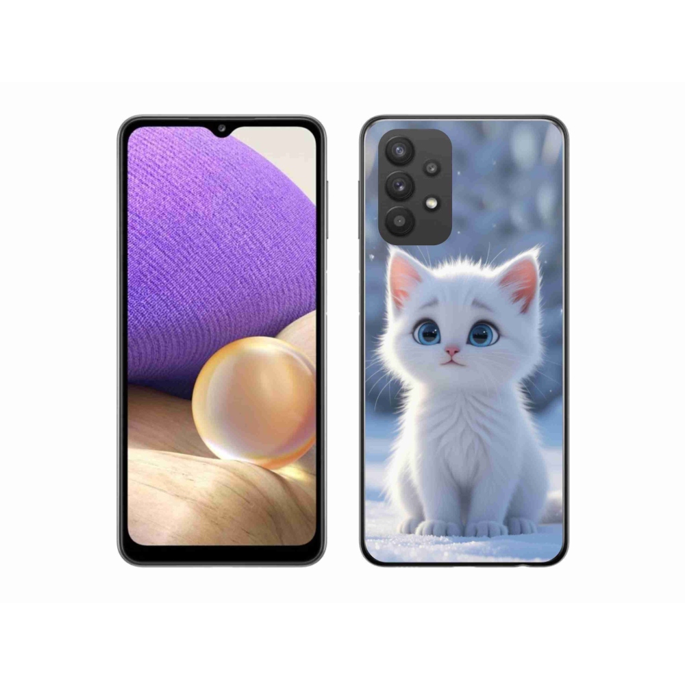 Gél védőhuzat mmCase Samsung Galaxy A32 5G - fehér cica 3