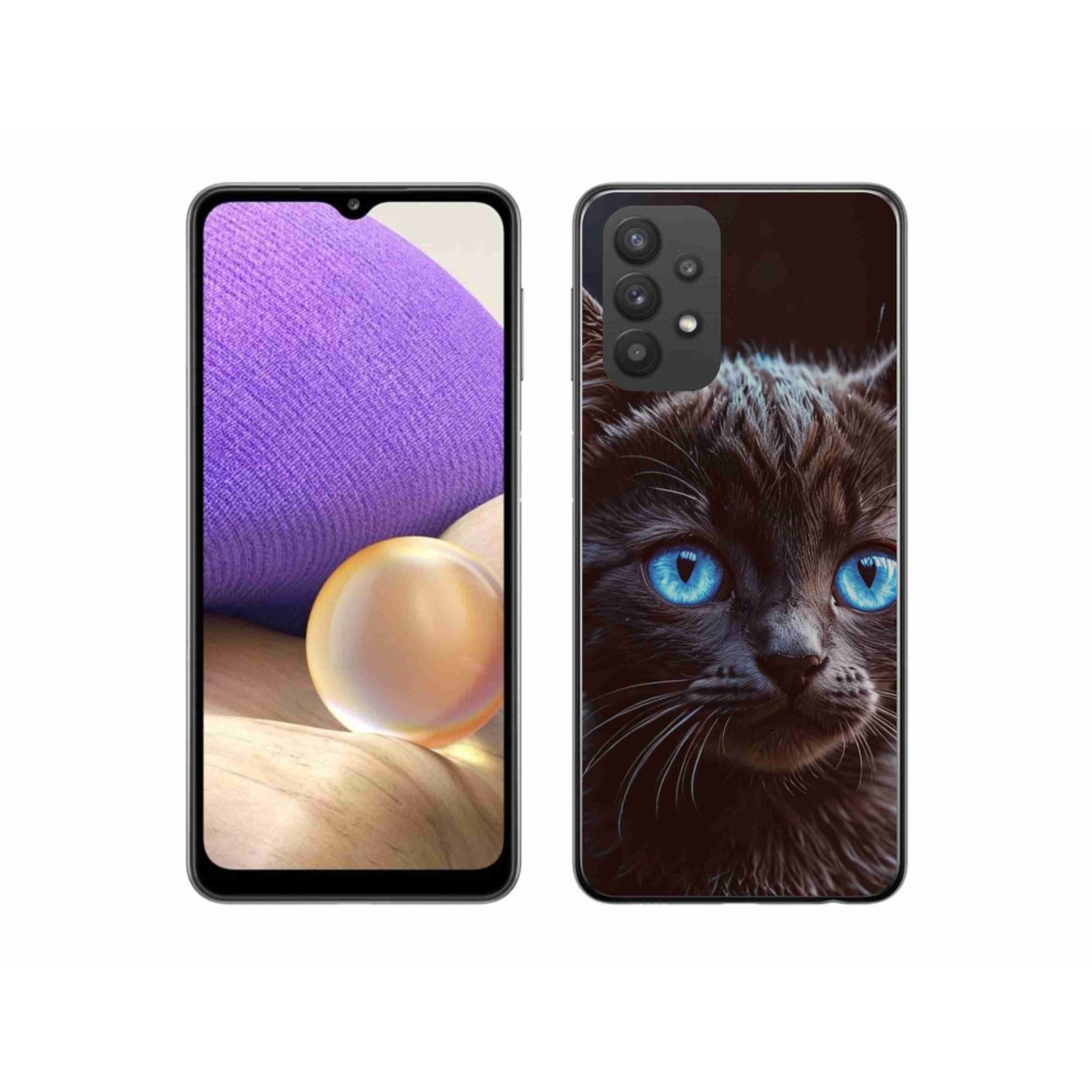 Gél védőhuzat mmCase Samsung Galaxy A32 5G - fekete cica 2