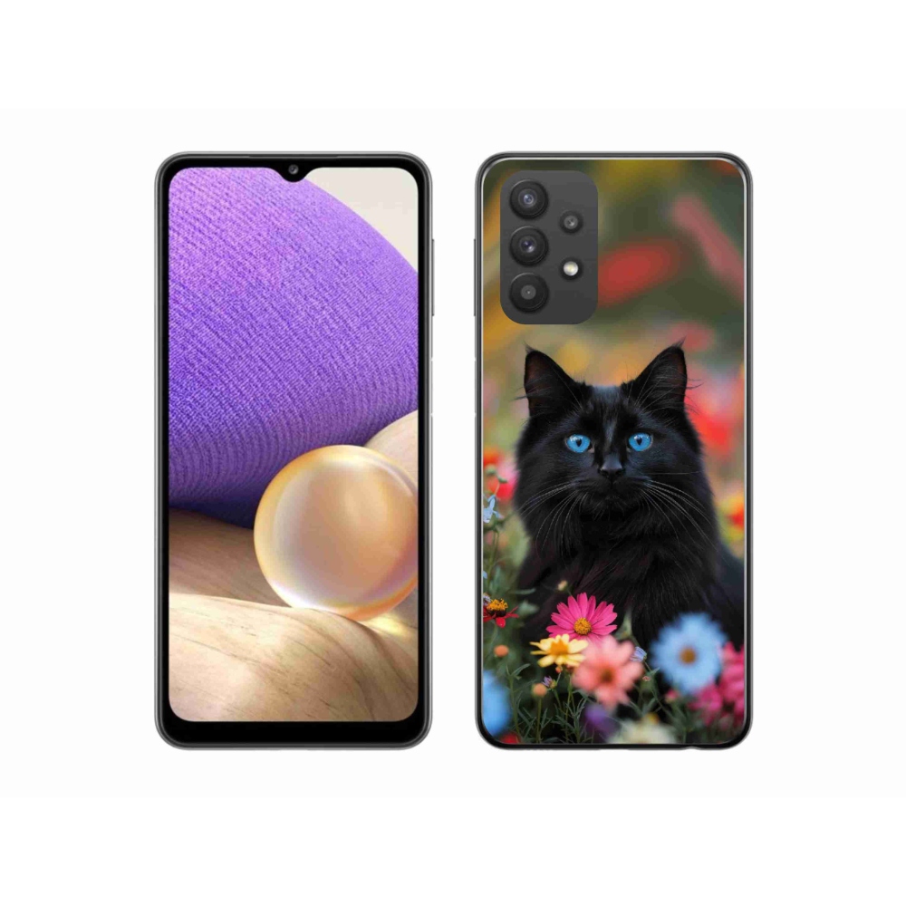 Gél védőhuzat mmCase Samsung Galaxy A32 5G - fekete cica 4
