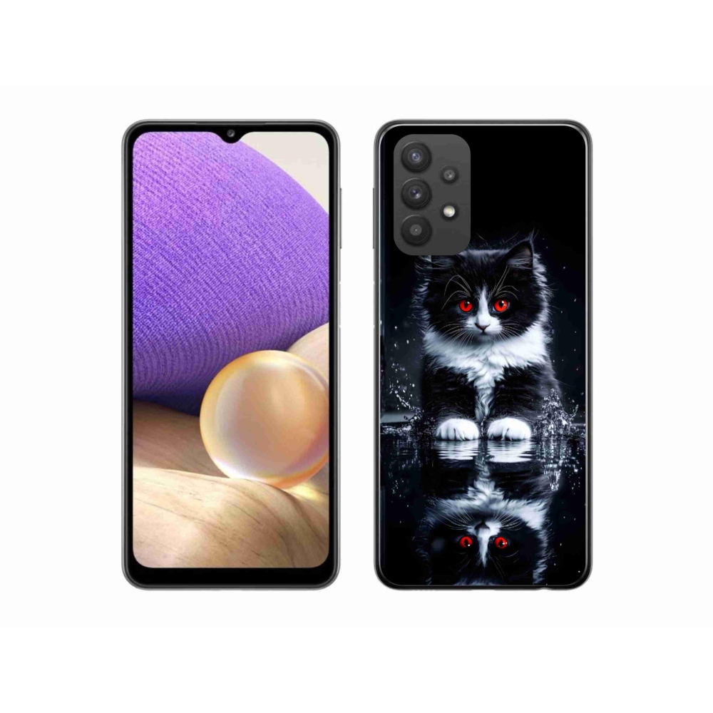 Zselés borítás mmCase Samsung Galaxy A32 5G - fekete-fehér cica