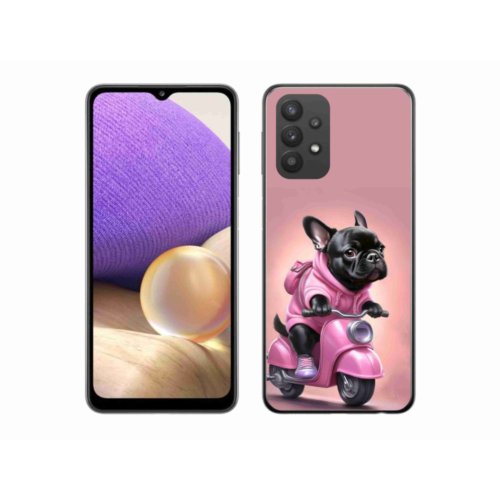 Zselés borítás mmCase Samsung Galaxy A32 5G - Francia bulldog egy robogón