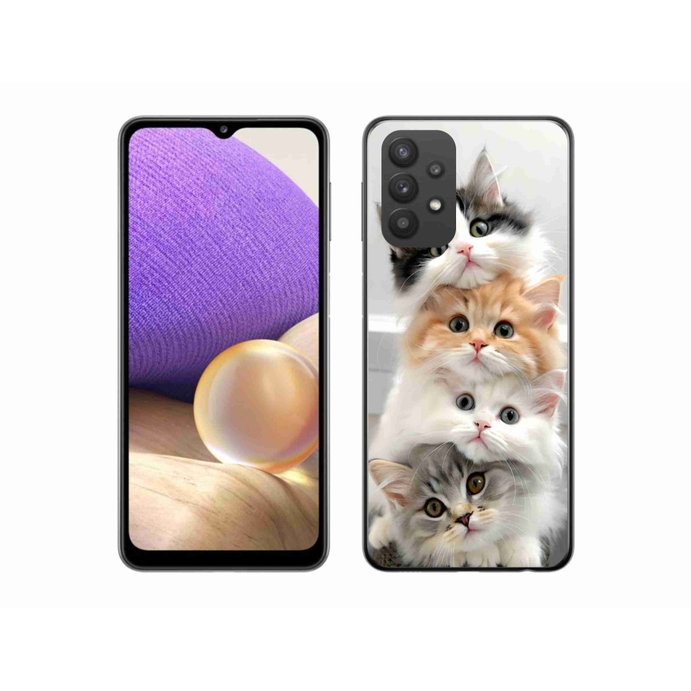 Zselés borítás mmCase Samsung Galaxy A32 5G - macska csokorhoz