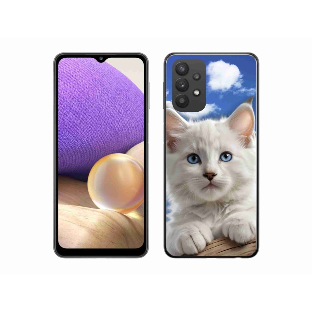 Gél borítás mmCase Samsung Galaxy A32 5G - cica és felhők