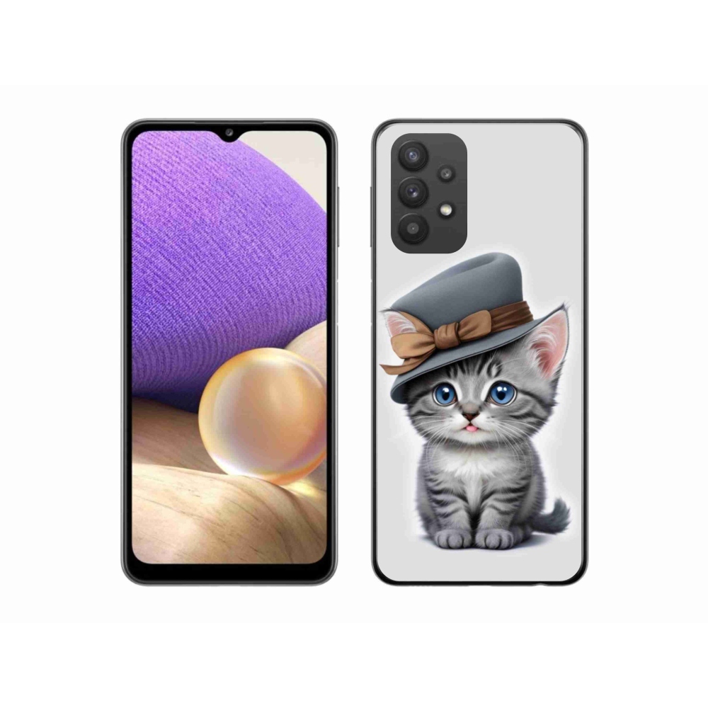 Gél borítás mmCase Samsung Galaxy A32 5G - cica sapkával
