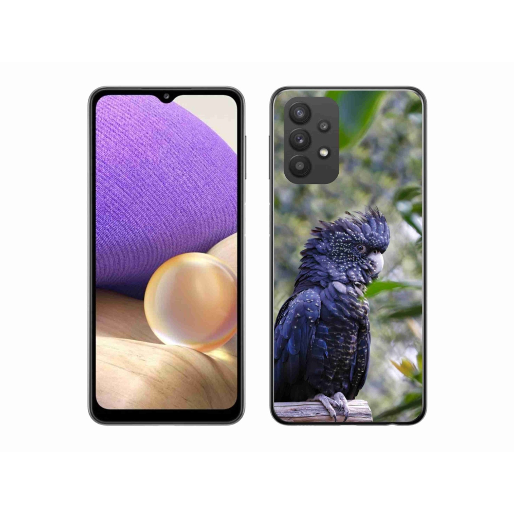 Zselés borítás mmCase Samsung Galaxy A32 5G - papagáj kakadu fekete