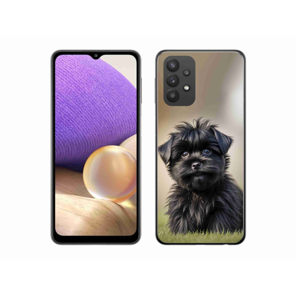Gél védőhuzat mmCase Samsung Galaxy A32 5G - aranyos fekete kutya