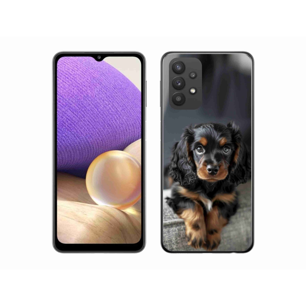 Gél borítás mmCase Samsung Galaxy A32 5G - aranyos hosszúszőrű tacskóhoz