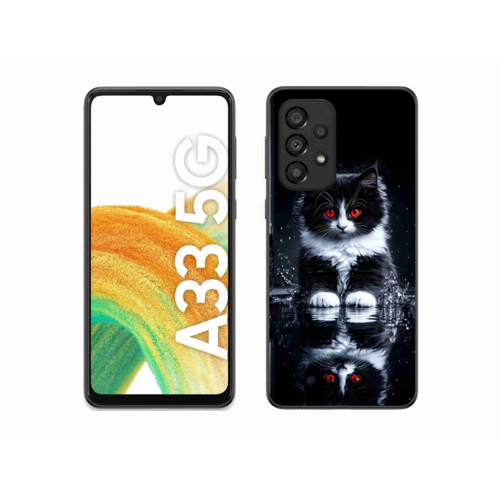 Zselés borítás mmCase Samsung Galaxy A33 készülékhez - fekete-fehér cica