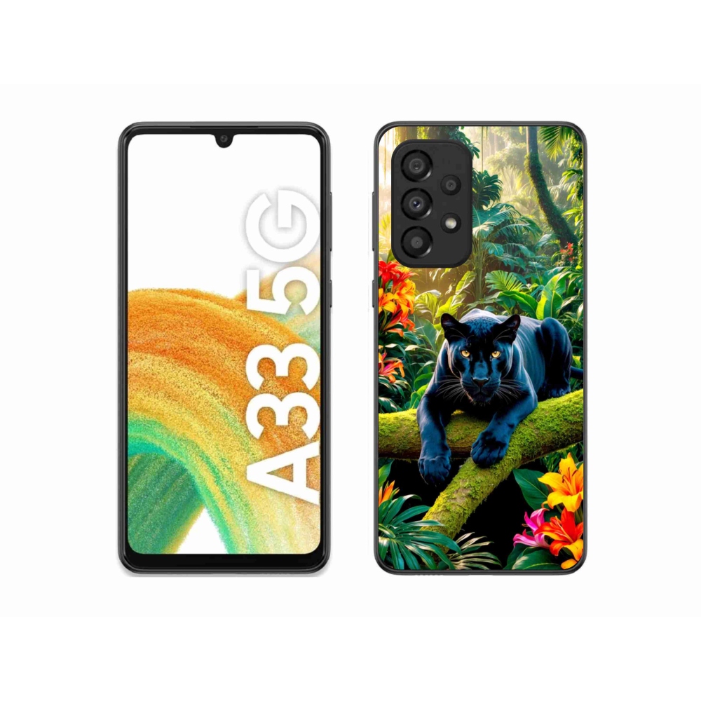 Gél borítás mmCase Samsung Galaxy A33 - fekete párduc a dzsungelben