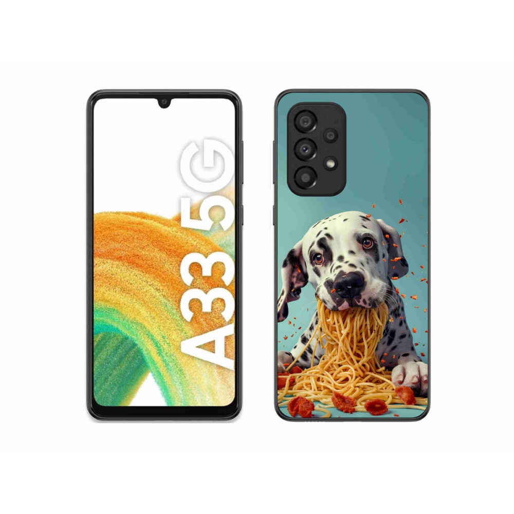 Zselés borítás mmCase Samsung Galaxy A33 készülékhez - Dalmata és spagetti
