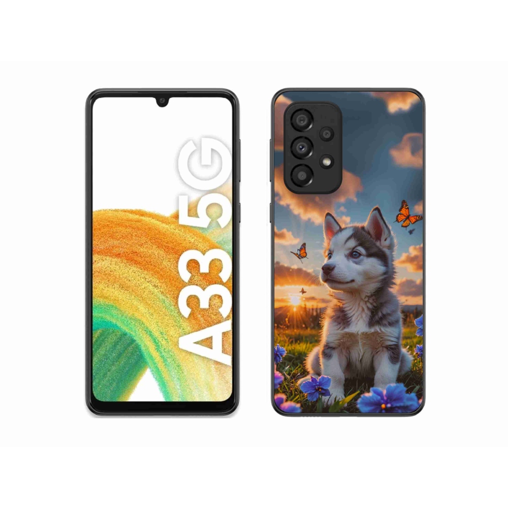 Gél borítás mmCase Samsung Galaxy A33 készülékhez - husky a naplementében
