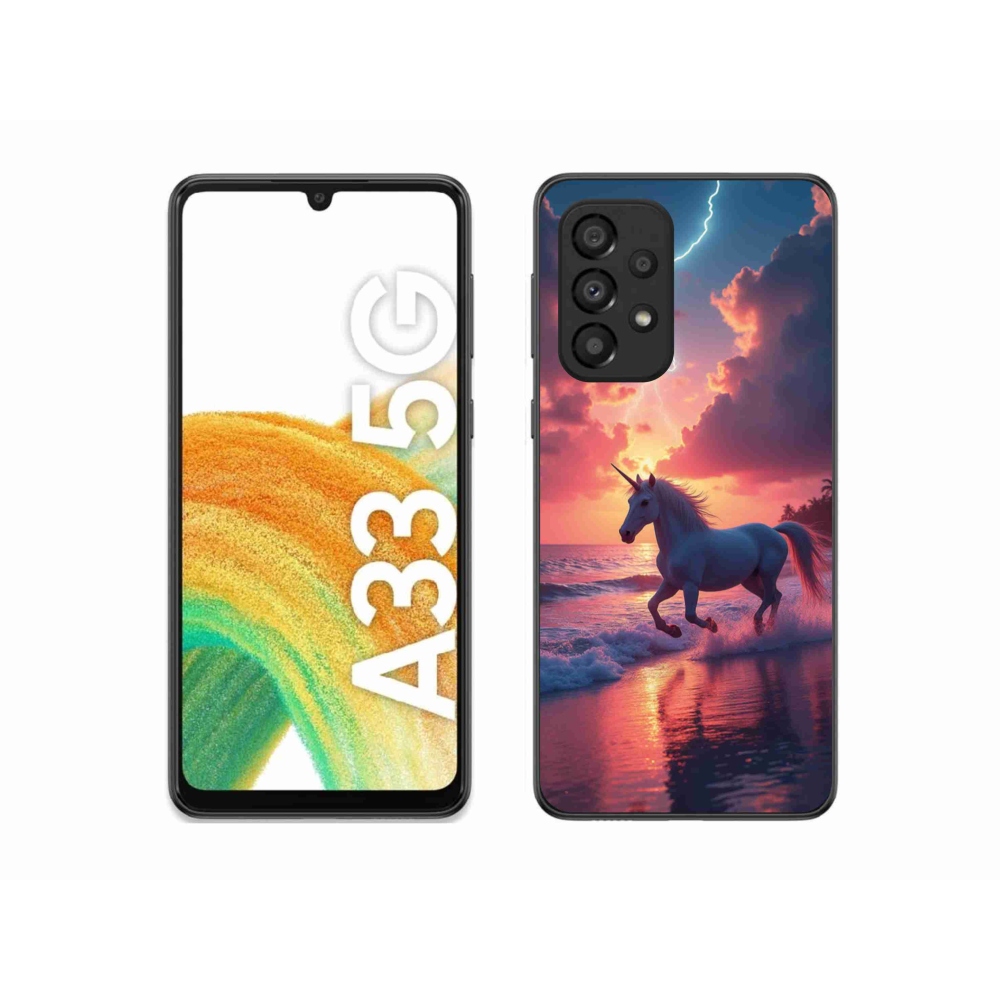 Zselés borítás mmCase Samsung Galaxy A33 készülékhez - egyszarvú a tengerparton